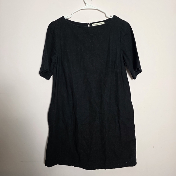 Abercrombie & Fitch Dresses & Skirts - Abercrombie & Fitch Black Linen Blend Shift Dress Small Minimalist Short Sleeve